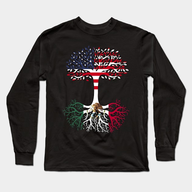 American Grown Mexico Roots Mexico Flag Long Sleeve T-Shirt by BramCrye